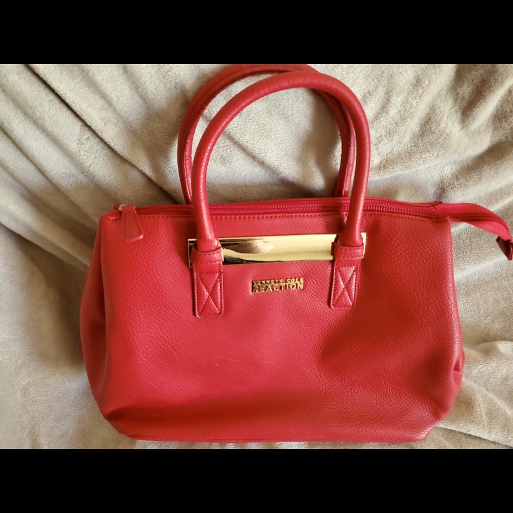 Kenneth Cole Reaction red pleather tote bag, NWT